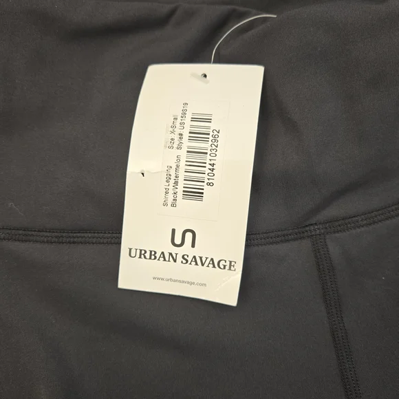 Black High-Rise Leggings with Coral Side Stripe - Picture 2 of 8